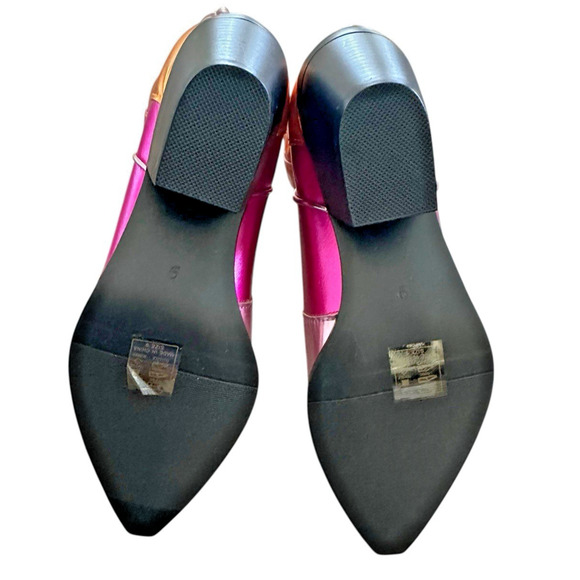 Azalea Wang Hendrix Western Cowboy Boot Knee High Pink/Orange Metallic Sz 9 - Picture 8 of 12